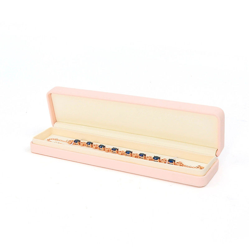 Customizable Premium Pink Leather Jewelry Box For Rings Storage