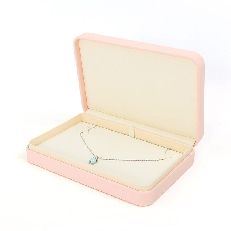Customizable Premium Pink Leather Jewelry Box For Rings Storage
