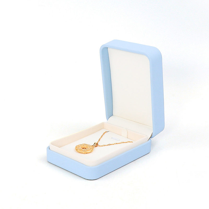 Light Blue Leather Jewelry Box for Big Jewelry Set Necklace Bracelet Earrings Ring Packaging