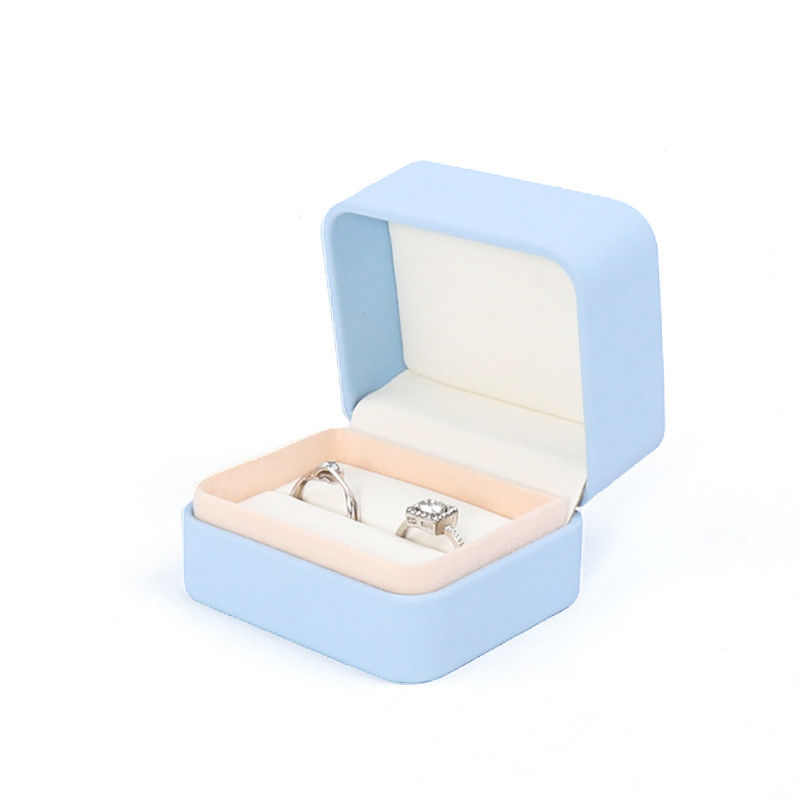 Light Blue Leather Jewelry Box for Big Jewelry Set Necklace Bracelet Earrings Ring Packaging