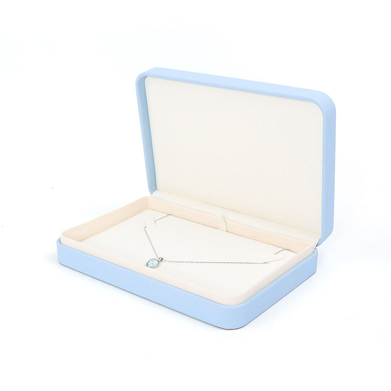 Light Blue Leather Jewelry Box for Big Jewelry Set Necklace Bracelet Earrings Ring Packaging