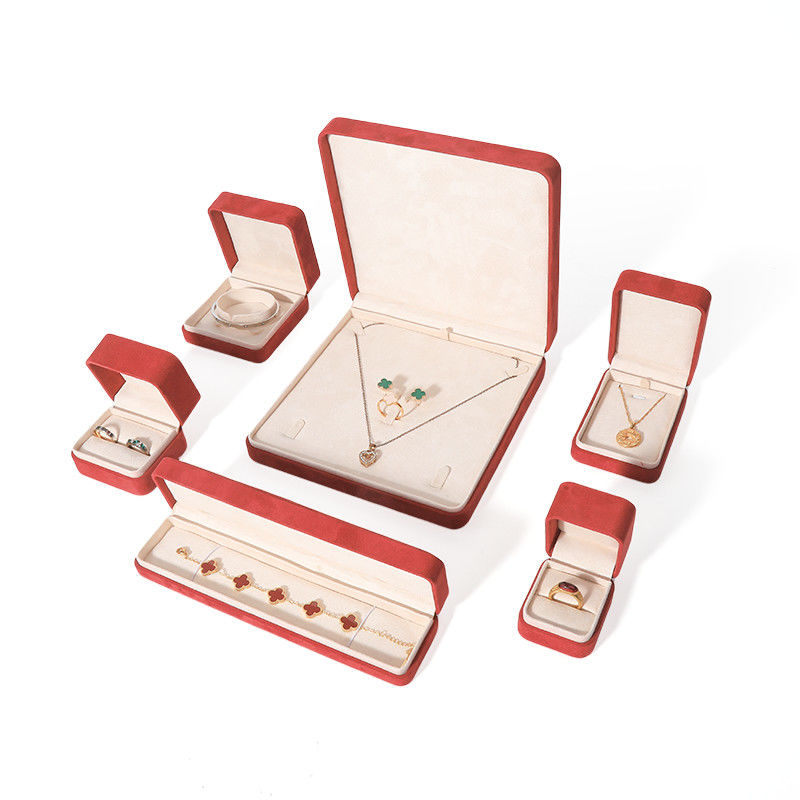 Premium Red Jewelry Box Packaging  for Big Necklace Bracelet Earrings Ring Set