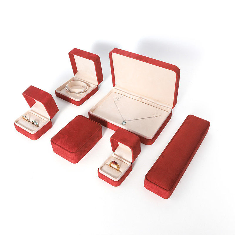 Premium Red Jewelry Box Packaging  for Big Necklace Bracelet Earrings Ring Set