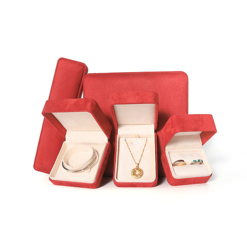 Premium Red Jewelry Box Packaging  for Big Necklace Bracelet Earrings Ring Set