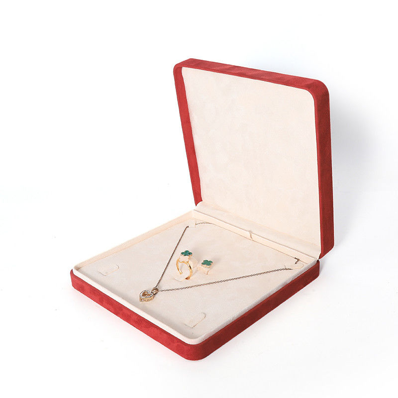 Premium Red Jewelry Box Packaging  for Big Necklace Bracelet Earrings Ring Set