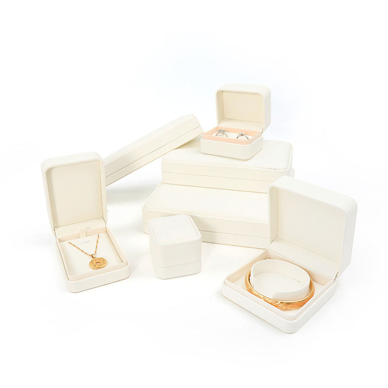 OEM ODM Handmade Square White Leather Jewellery Box For Necklace Bracelet Earrings Ring Packaging