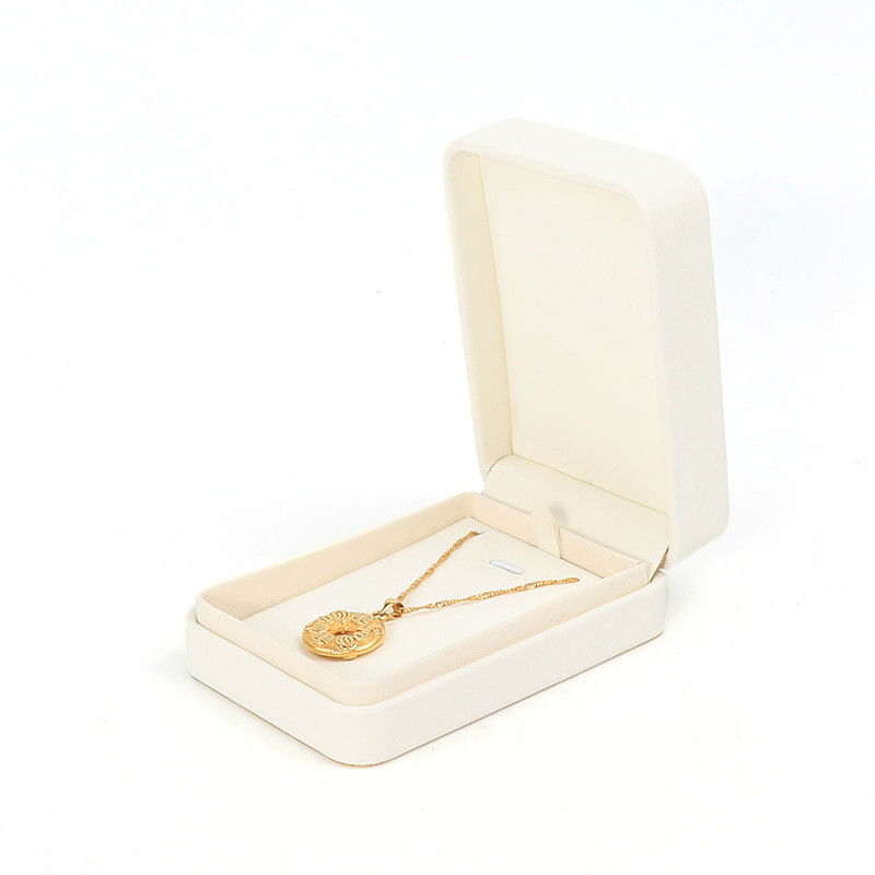 OEM ODM Handmade Square White Leather Jewellery Box For Necklace Bracelet Earrings Ring Packaging