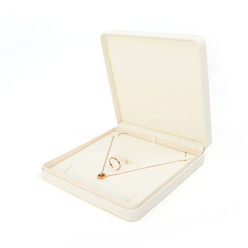 OEM ODM Handmade Square White Leather Jewellery Box For Necklace Bracelet Earrings Ring Packaging