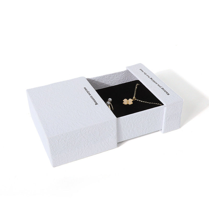 China manufacturing wholesale high quality Necklace Earring Bracelet ring box Jewellery packaging Personalized Custom Eco Friendly Cardboard Paper white Drawer Jewelry Box with logo
