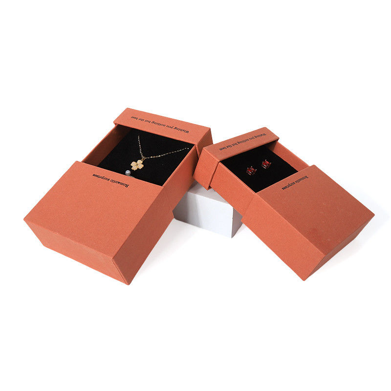 China manufacturing wholesale high quality Necklace Earring Bracelet ring box Jewellery packaging Personalized Custom Eco Friendly Cardboard Paper orange Drawer Jewelry Box with logo