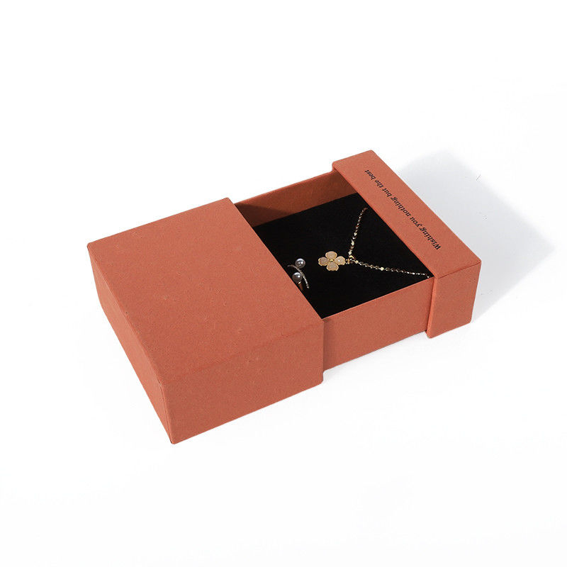 China manufacturing wholesale high quality Necklace Earring Bracelet ring box Jewellery packaging Personalized Custom Eco Friendly Cardboard Paper orange Drawer Jewelry Box with logo