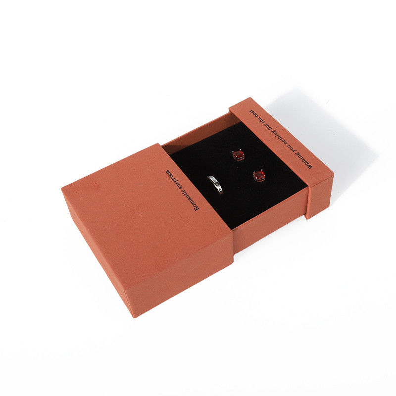 China manufacturing wholesale high quality Necklace Earring Bracelet ring box Jewellery packaging Personalized Custom Eco Friendly Cardboard Paper orange Drawer Jewelry Box with logo