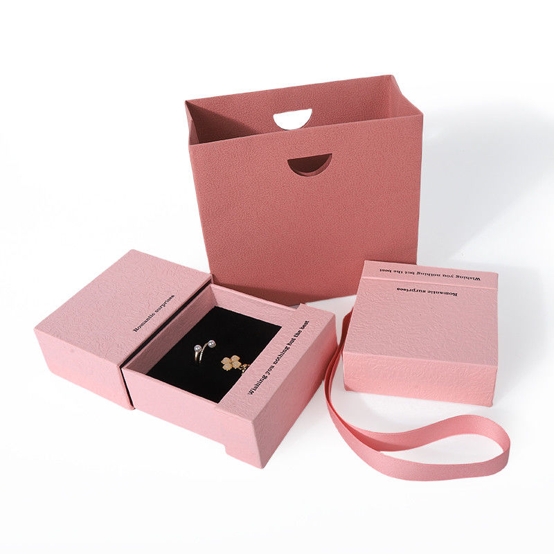 China manufacturing wholesale high quality Necklace Earring Bracelet ring box Jewellery packaging Personalized Custom Eco Friendly Cardboard Paper pink Drawer Jewelry Box with logo
