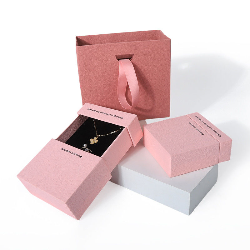 China manufacturing wholesale high quality Necklace Earring Bracelet ring box Jewellery packaging Personalized Custom Eco Friendly Cardboard Paper pink Drawer Jewelry Box with logo