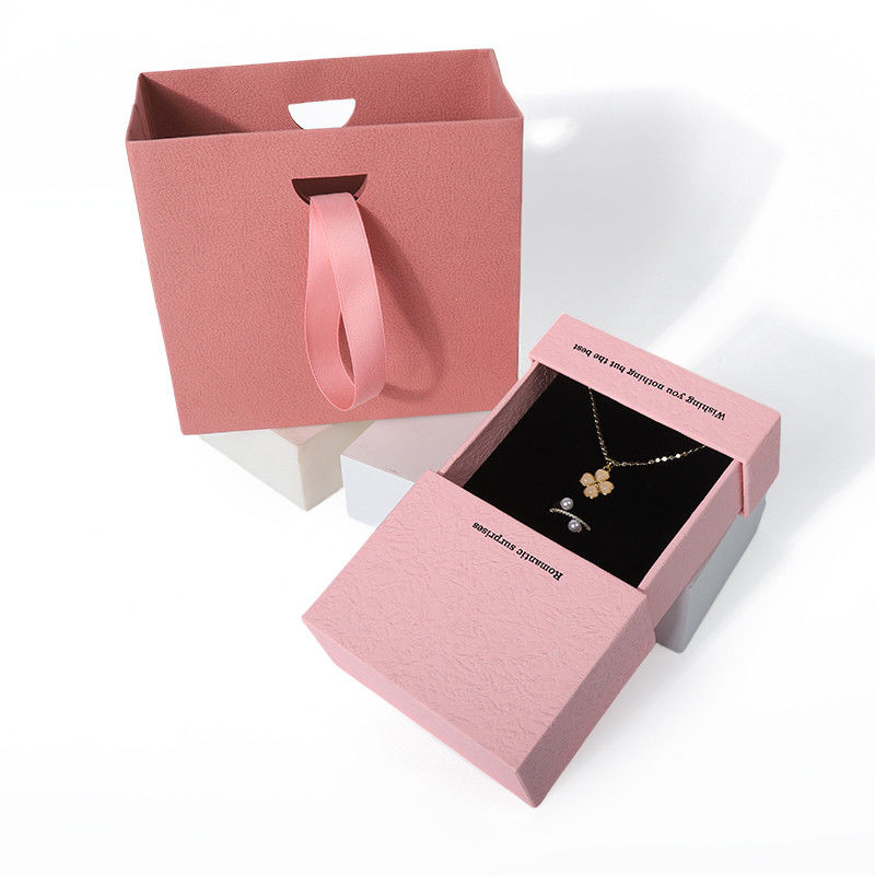 China manufacturing wholesale high quality Necklace Earring Bracelet ring box Jewellery packaging Personalized Custom Eco Friendly Cardboard Paper pink Drawer Jewelry Box with logo