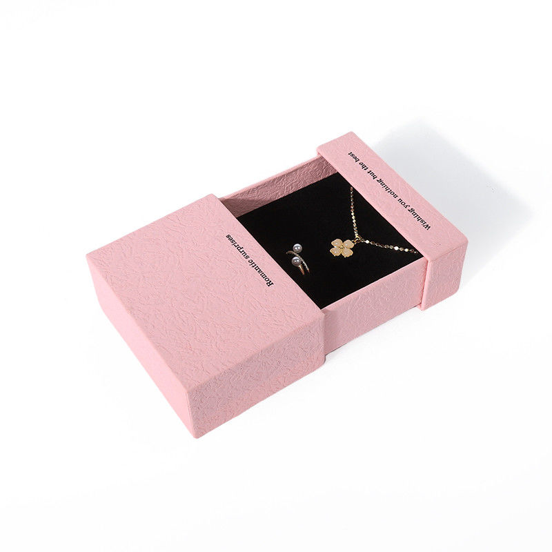 China manufacturing wholesale high quality Necklace Earring Bracelet ring box Jewellery packaging Personalized Custom Eco Friendly Cardboard Paper pink Drawer Jewelry Box with logo