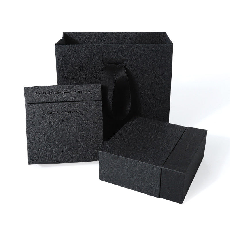 China manufacturing wholesale high quality Necklace Earring Bracelet ring box Jewellery packaging Personalized Custom Eco Friendly Cardboard Paper black Drawer Jewelry Box with logo