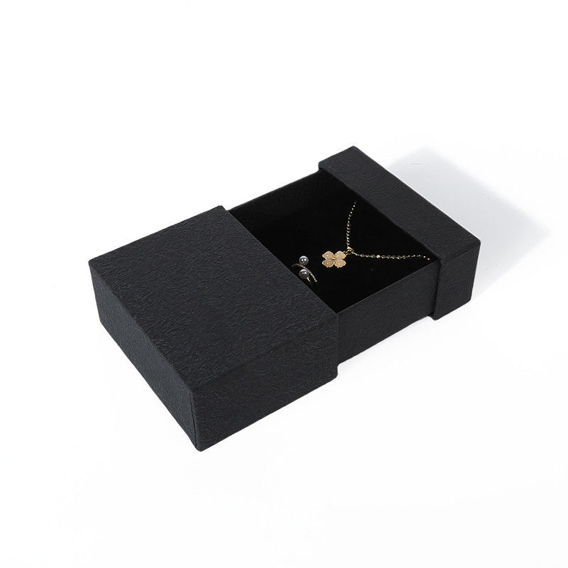 China manufacturing wholesale high quality Necklace Earring Bracelet ring box Jewellery packaging Personalized Custom Eco Friendly Cardboard Paper black Drawer Jewelry Box with logo