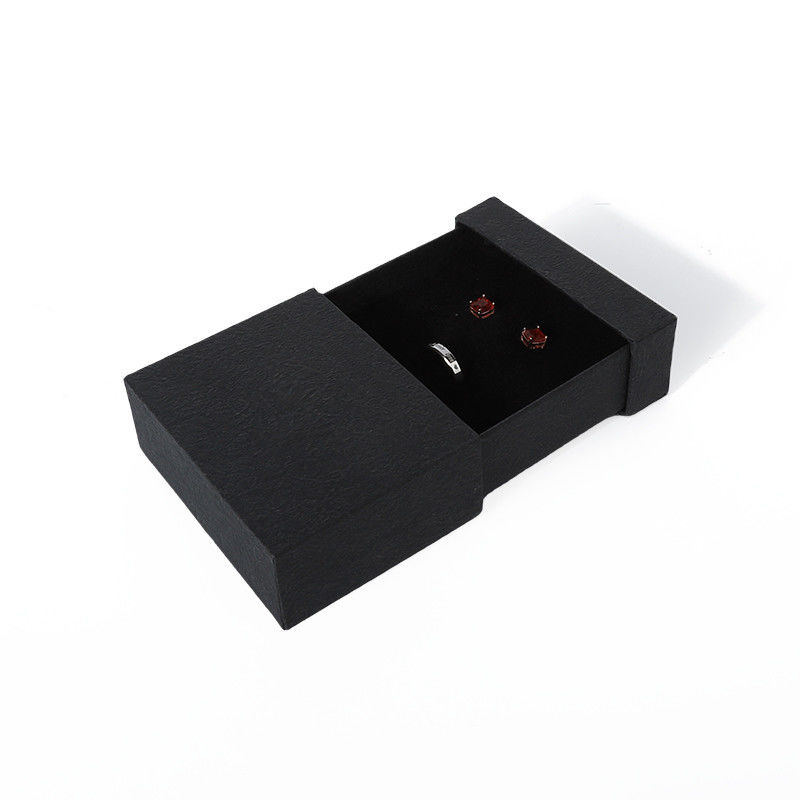 China manufacturing wholesale high quality Necklace Earring Bracelet ring box Jewellery packaging Personalized Custom Eco Friendly Cardboard Paper black Drawer Jewelry Box with logo