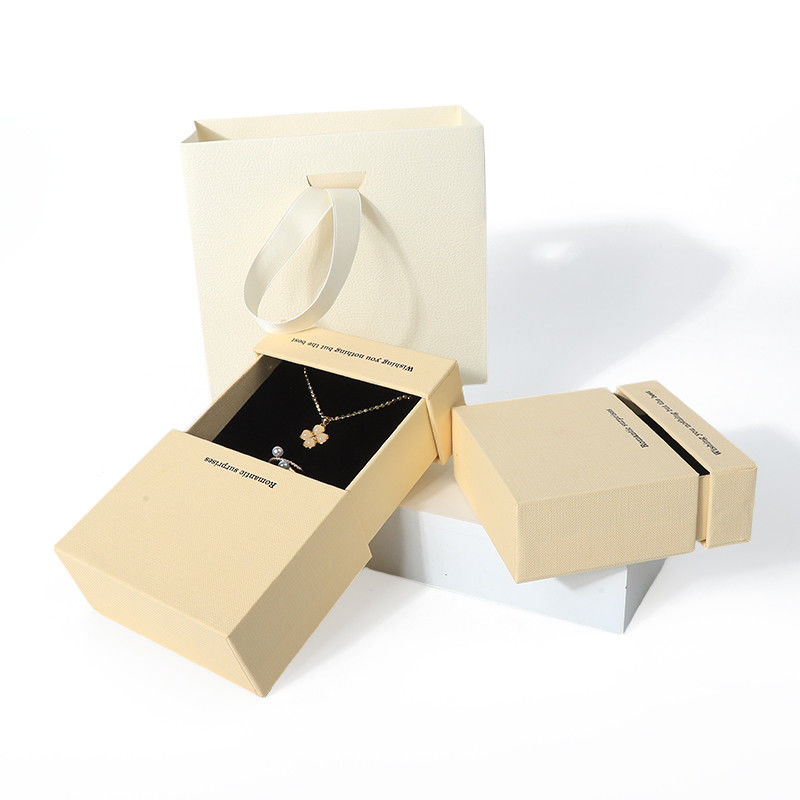 China manufacturing wholesale high quality Necklace Earring Bracelet ring box Jewellery packaging Personalized Custom Eco Friendly Cardboard Paper Yellow Drawer Jewelry Box with logo