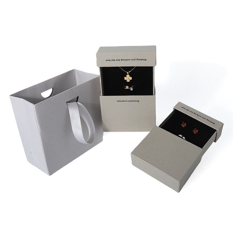 China manufacturing wholesale high quality Necklace Earring Bracelet ring box Jewellery packaging Personalized Custom Eco Friendly Cardboard Paper gray Drawer Jewelry Box with logo