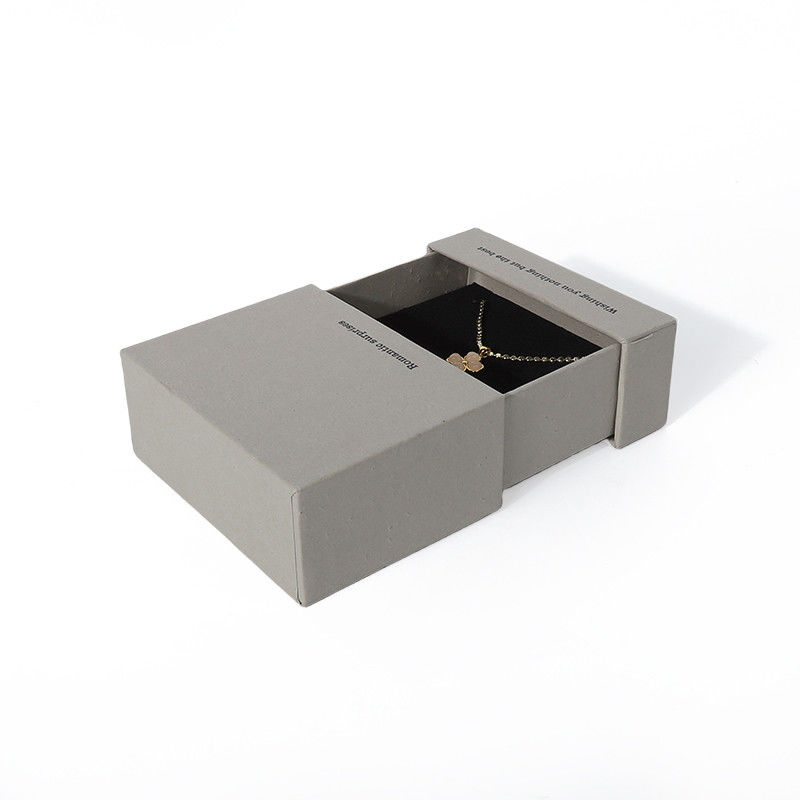 China manufacturing wholesale high quality Necklace Earring Bracelet ring box Jewellery packaging Personalized Custom Eco Friendly Cardboard Paper gray Drawer Jewelry Box with logo