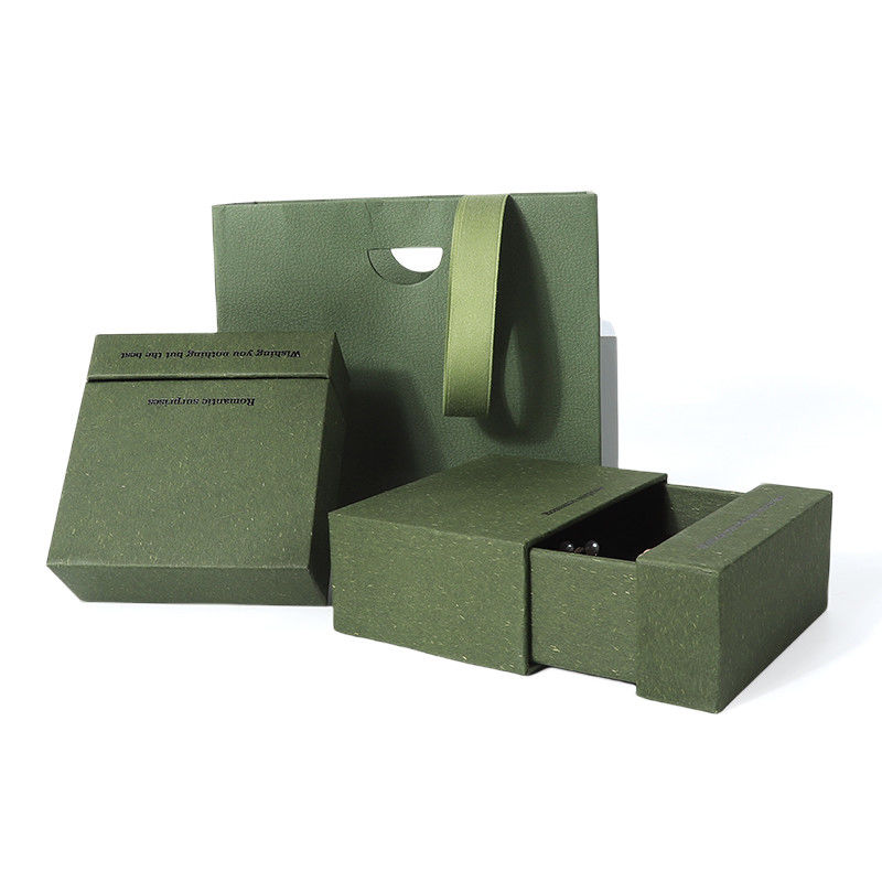 China manufacturing wholesale high quality Necklace Earring Bracelet ring box Jewellery packaging Personalized Custom Eco Friendly Cardboard Paper green Drawer Jewelry Box with logo