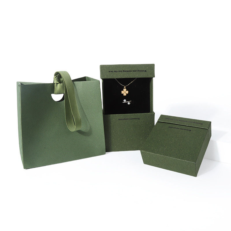 China manufacturing wholesale high quality Necklace Earring Bracelet ring box Jewellery packaging Personalized Custom Eco Friendly Cardboard Paper green Drawer Jewelry Box with logo