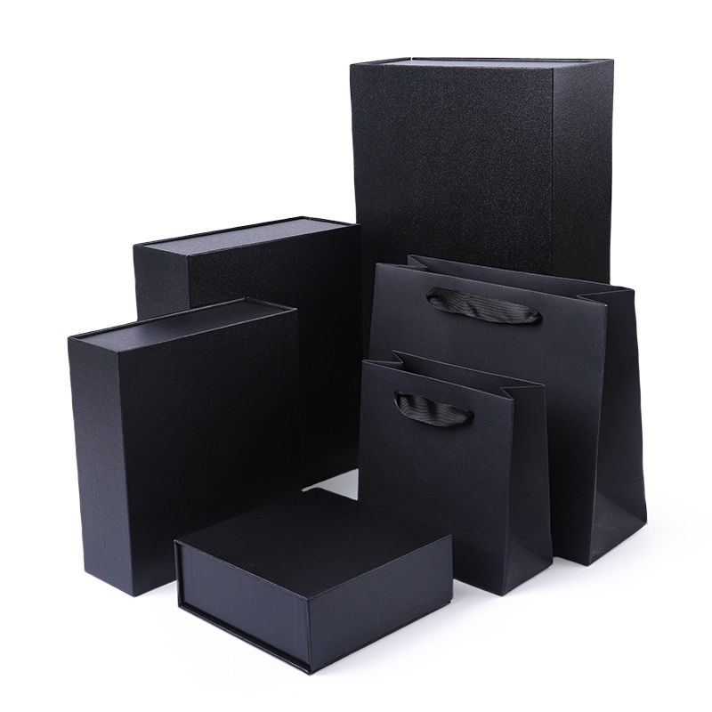 Paper jewelry Gift Box Packaging Eco Friendly Cardboard black Magnetic Jewelry Box