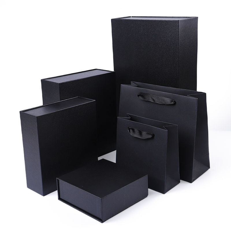 Paper jewelry Gift Box Packaging Eco Friendly Cardboard black Magnetic Jewelry Box