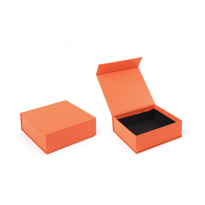 Paper jewelry Gift Box Packaging Eco Friendly Cardboard orange Magnetic Jewelry Box