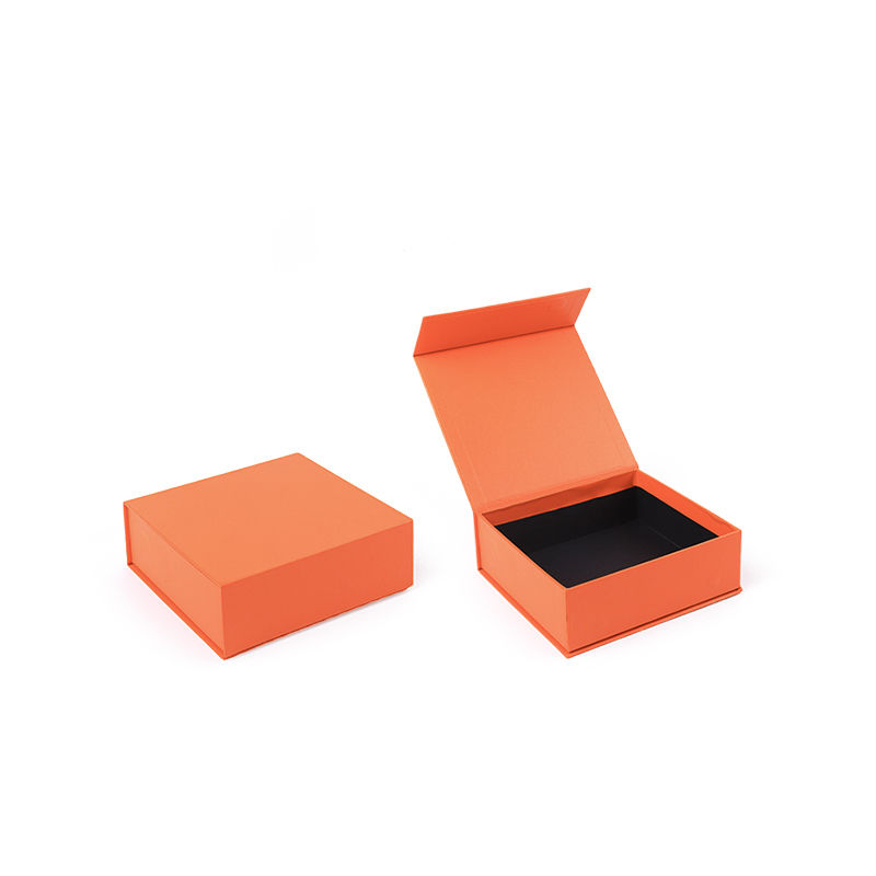 Paper jewelry Gift Box Packaging Eco Friendly Cardboard orange Magnetic Jewelry Box