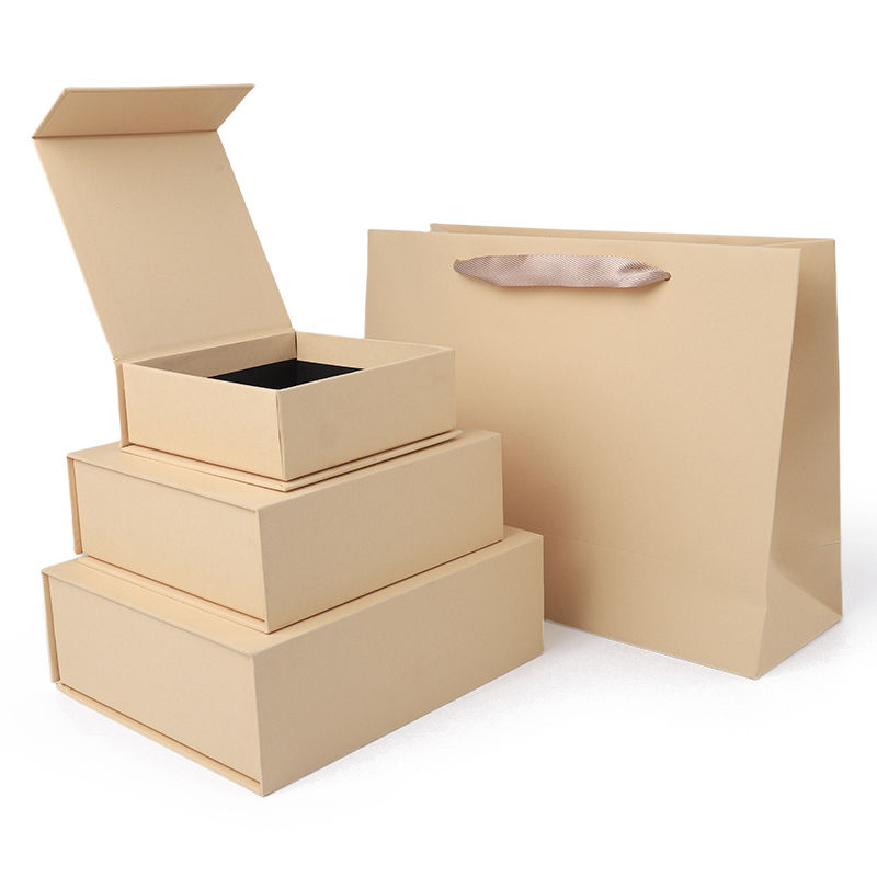 Paper jewelry Gift Box Packaging Eco Friendly Cardboard yellow Magnetic Jewelry Box