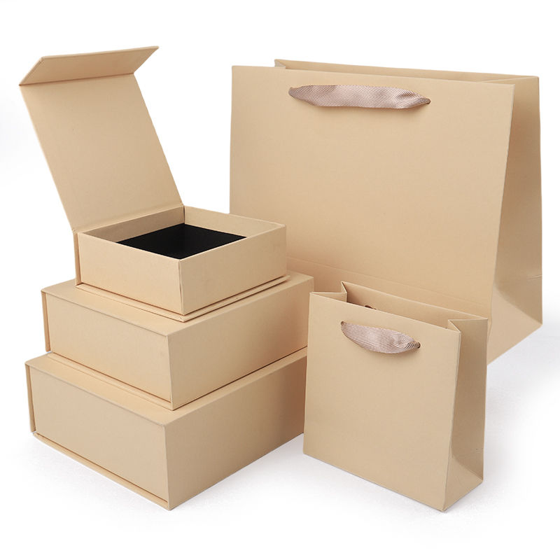 Paper jewelry Gift Box Packaging Eco Friendly Cardboard yellow Magnetic Jewelry Box