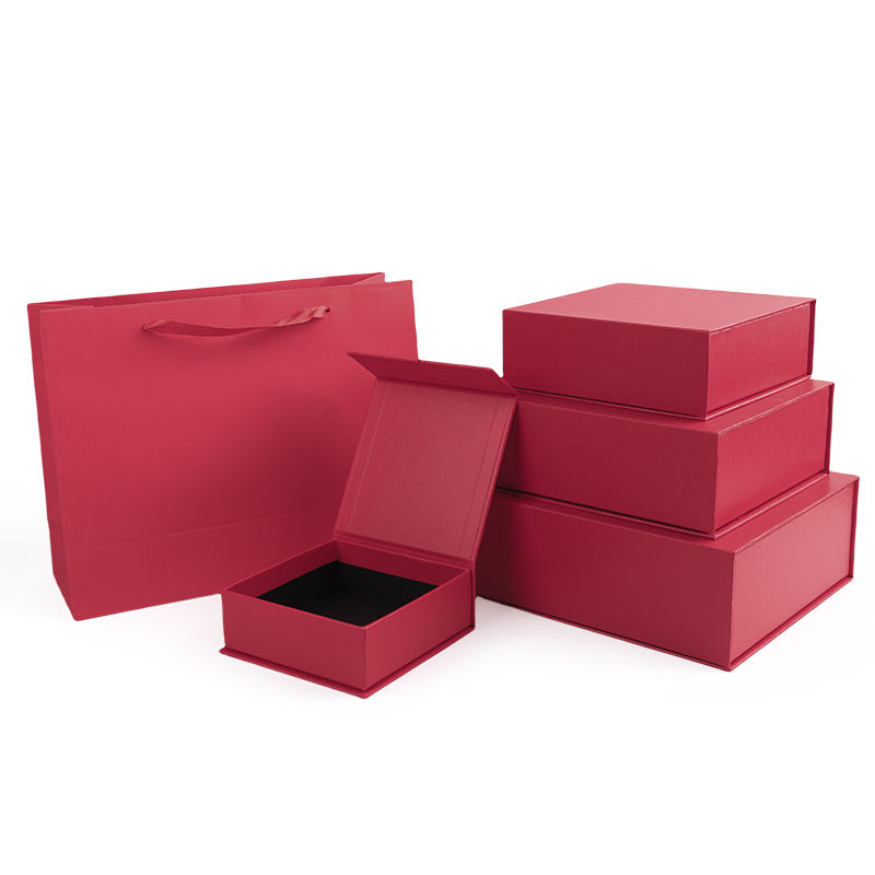 Paper jewelry Gift Box Packaging Eco Friendly Cardboard red Magnetic Jewelry Box