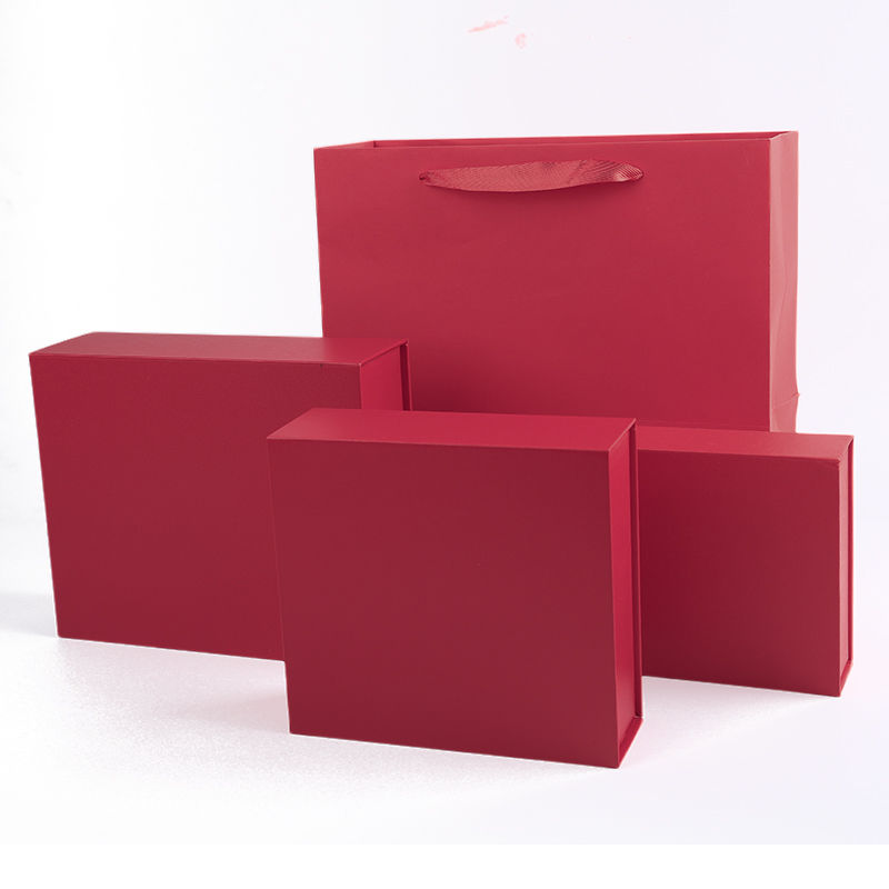 Paper jewelry Gift Box Packaging Eco Friendly Cardboard red Magnetic Jewelry Box