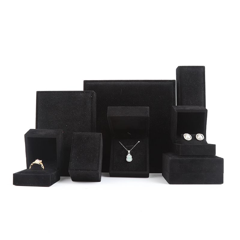 high end velvet square black jewelry box for bracelet Necklace ring packaging