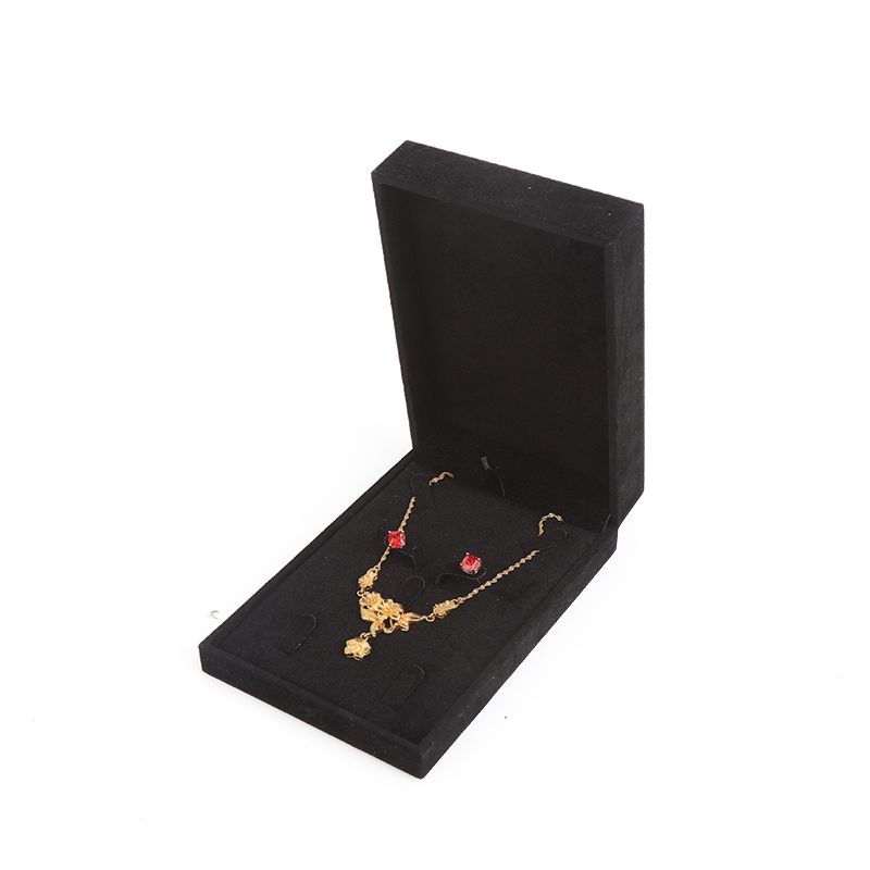 high end velvet square black jewelry box for bracelet Necklace ring packaging