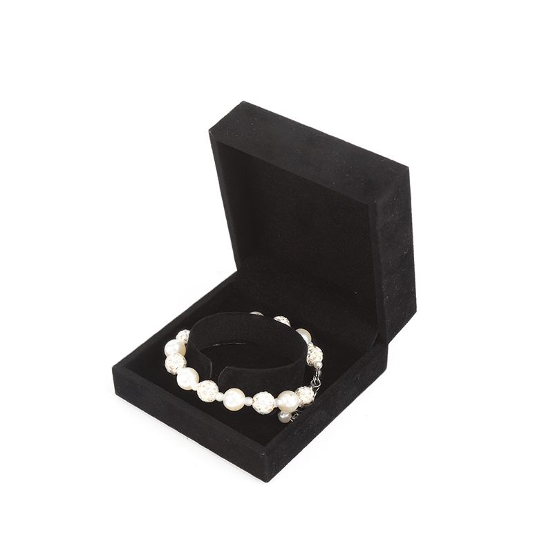 high end velvet square black jewelry box for bracelet Necklace ring packaging