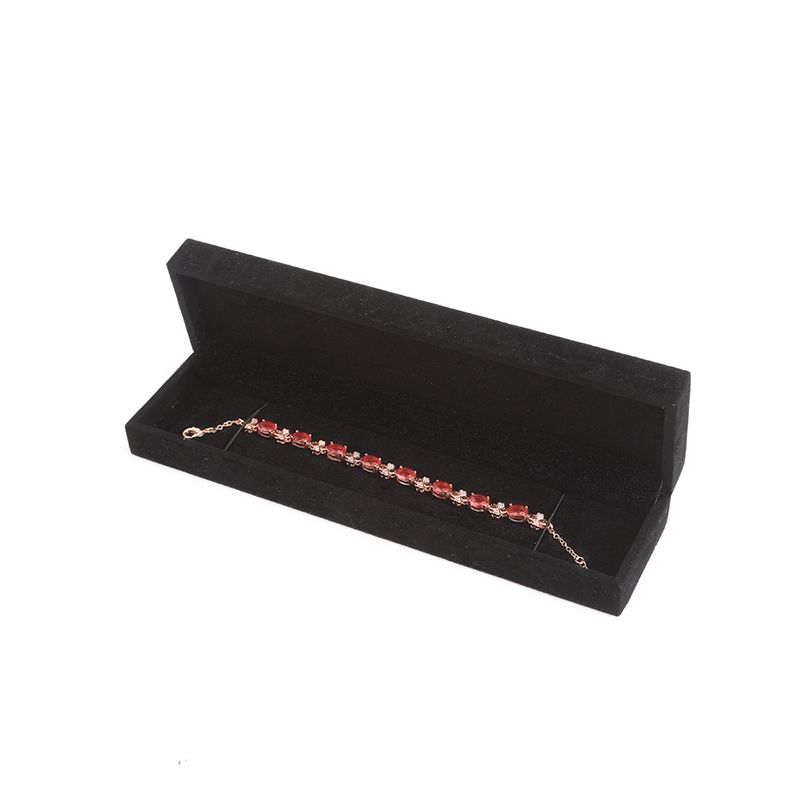 high end velvet square black jewelry box for bracelet Necklace ring packaging