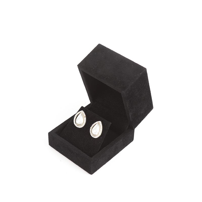 high end velvet square black jewelry box for bracelet Necklace ring packaging