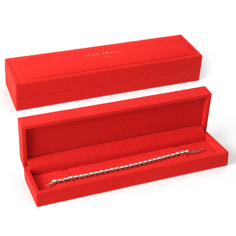 customised high end velvet square red jewelry box for bracelet Necklace ring packaging