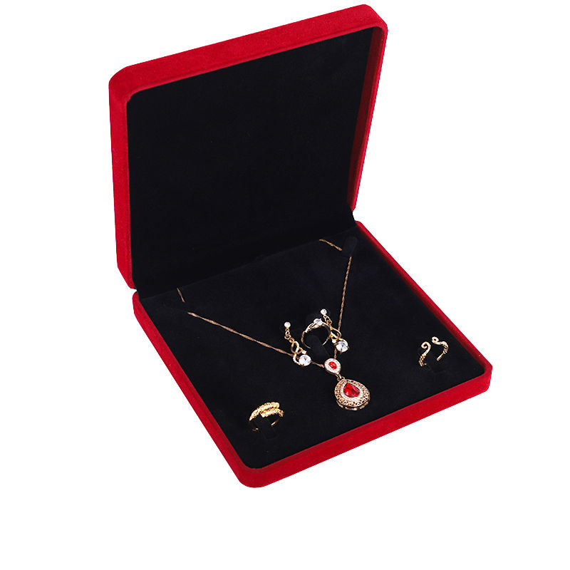 OEM ODM high end velvet Jewellery Box luxury customizable logo Red Velvet Jewelry Box