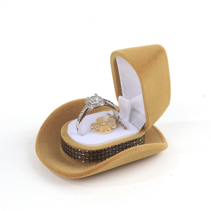 customizable personalized premium velvet cowboy jewelry ring box for Holiday gifts