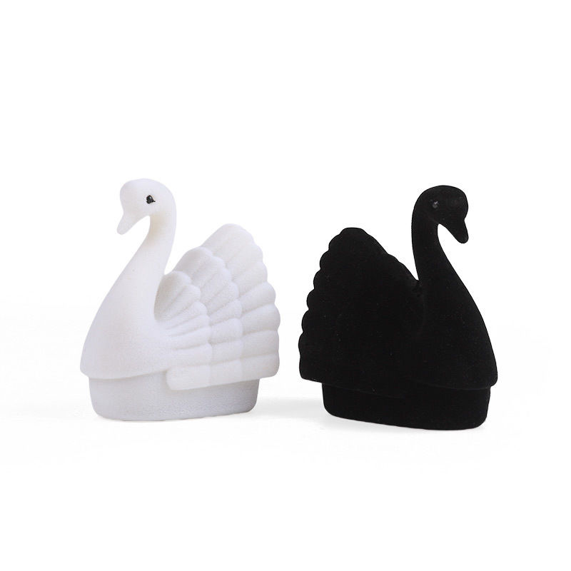 personalized premium velvet swan ring box jewelry packaging for Holiday gifts