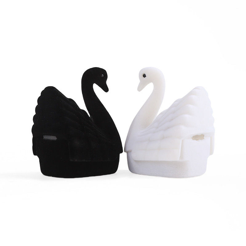 personalized premium velvet swan ring box jewelry packaging for Holiday gifts