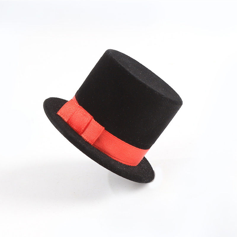 customizable hign end personalized Magic Hat velvet black jewelry ring box for holidays