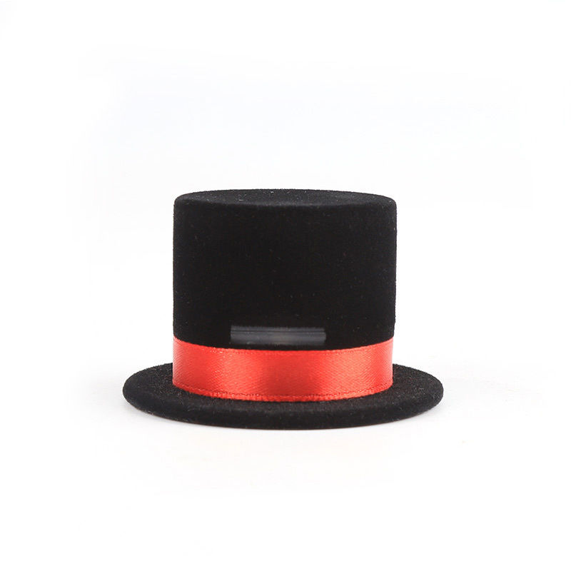 customizable hign end personalized Magic Hat velvet black jewelry ring box for holidays