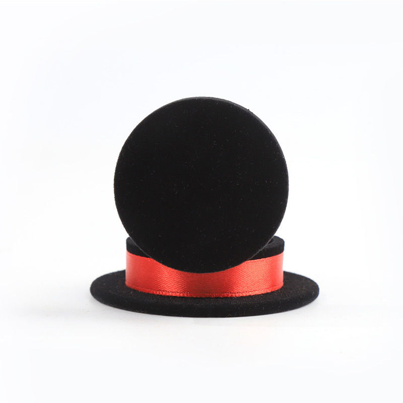 customizable hign end personalized Magic Hat velvet black jewelry ring box for holidays
