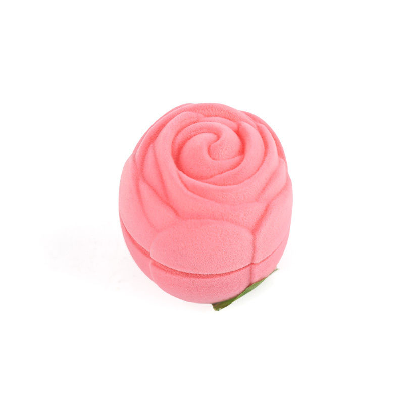 customizable hign end red velvet rose flower jewelry ring box for Valentine's Day